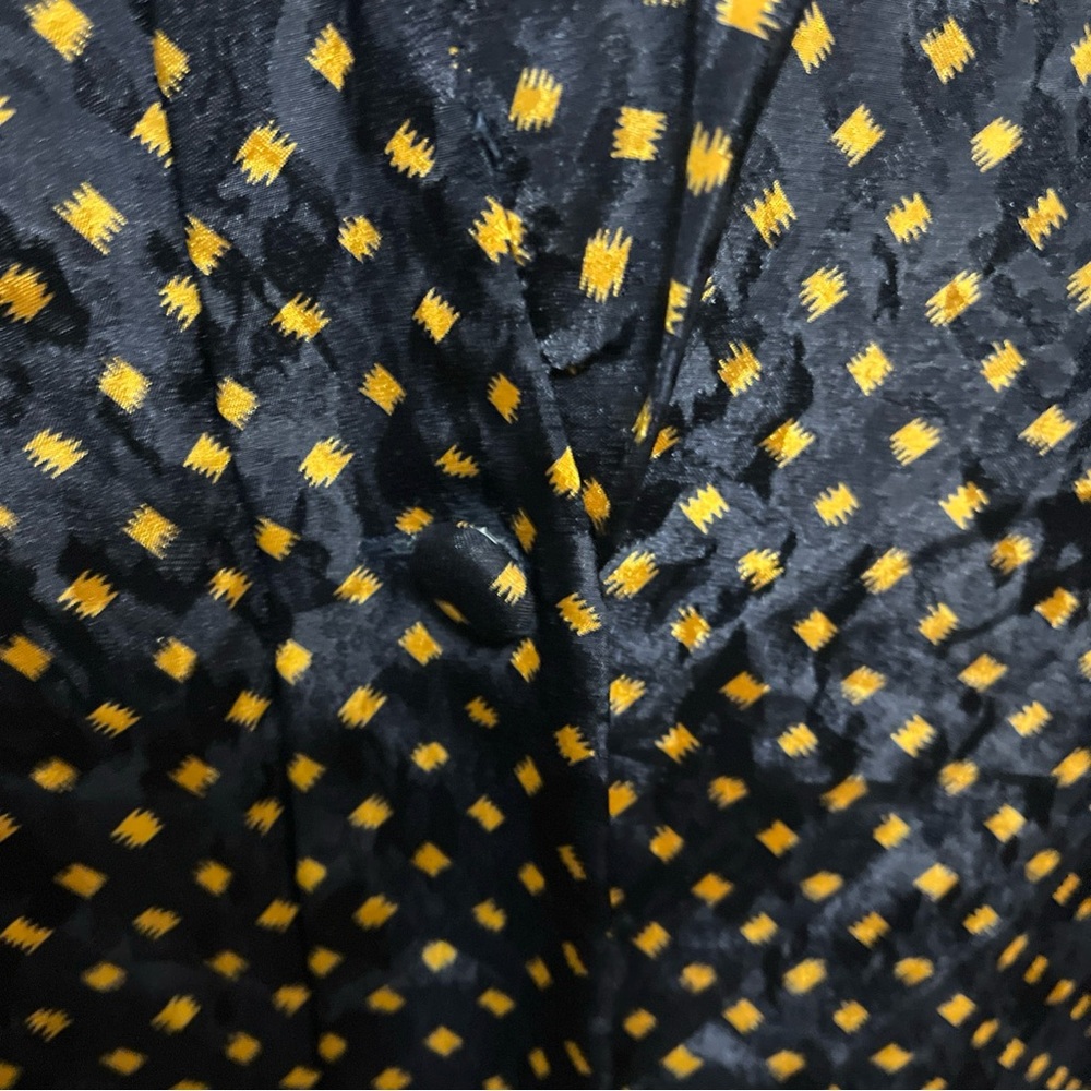 Ms. RUSS Navy and Gold Patterned Blouse - Picture 8 of 8